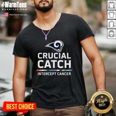 Los Angeles Rams Crucial Catch Intercept Cancer V-neck - Design By Warmtees.com