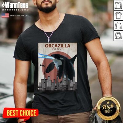 Orcazilla Killer Whale Orca Lovers V-neck - Design By Warmtees.com