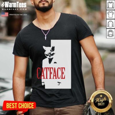 Cat Face V-neck - Design By Warmtees.com