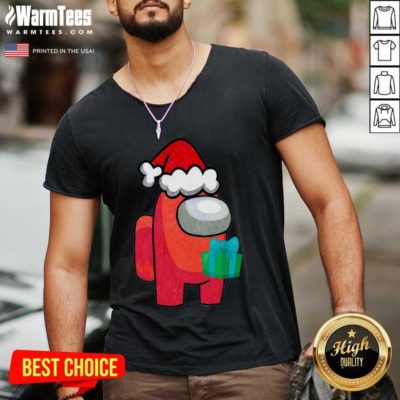 Among Us Hat Santa Merry Christmas 2020 V-neck - Design By Warmtees.com