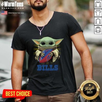 Baby Yoda Hug Buffalo Bills V-neck - Design By Warmtees.com