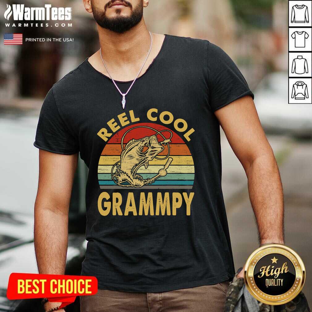 Fishing Reel Cool Grandpa Vintage V-neck - Design By Warmtees.com Fishing Reel Cool Grandpa Vintage V-neck - Design By Warmtees.com