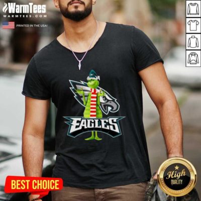 Grinch Philadelphia Eagles Christmas V-neck - Design By Warmtees.com