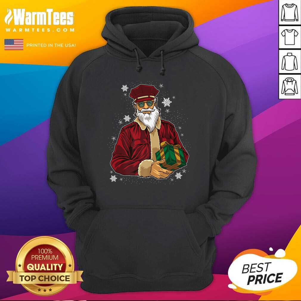 Cool Santa Police Officer Giving Gift On Xmas Santa Christmas Hoodie - Design By Warmtees.com Cool Santa Police Officer Giving Gift On Xmas Santa Christmas Hoodie - Design By Warmtees.com