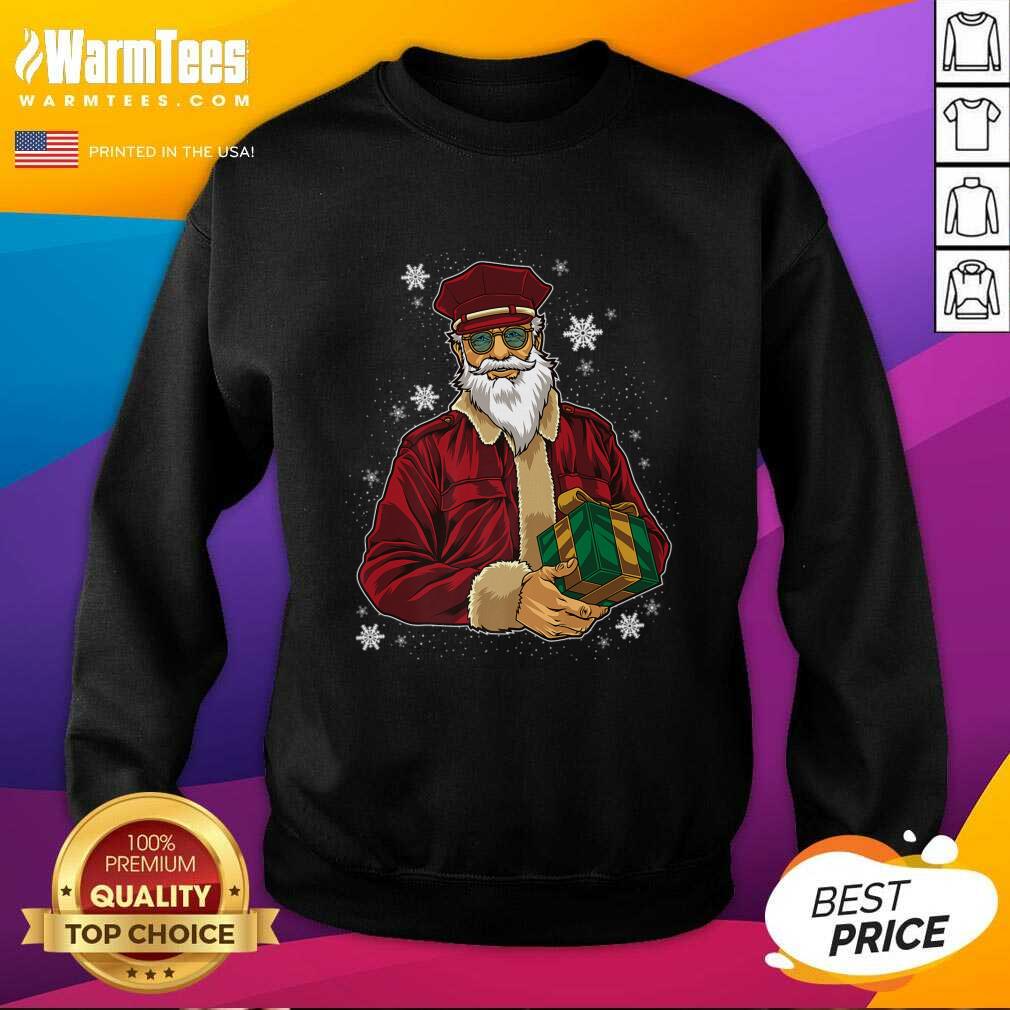 Cool Santa Police Officer Giving Gift On Xmas Santa Christmas SweatShirt - Design By Warmtees.com Cool Santa Police Officer Giving Gift On Xmas Santa Christmas SweatShirt - Design By Warmtees.com