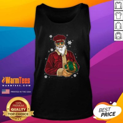 Cool Santa Police Officer Giving Gift On Xmas Santa Christmas Tank Top - Design By Warmtees.com