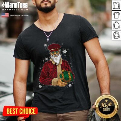 Cool Santa Police Officer Giving Gift On Xmas Sant - Design By Warmtees.coma Christmas V-neck