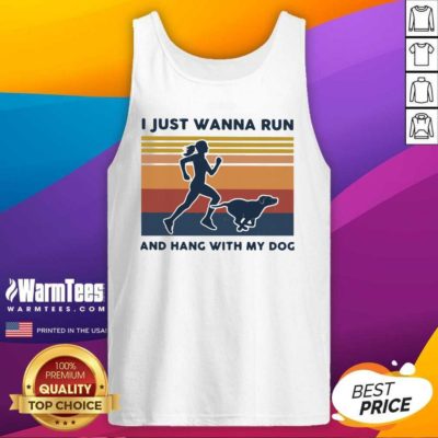 I Just Wanna Run And Hang With My Dog Vintage Tank Top - Design By Warmtees.com