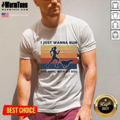 I Just Wanna Run And Hang With My Dog Vintage V-neck - Design By Warmtees.com