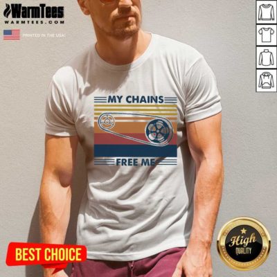 My Chains Free Me Cycling Vintage V-neck - Design By Warmtees.com