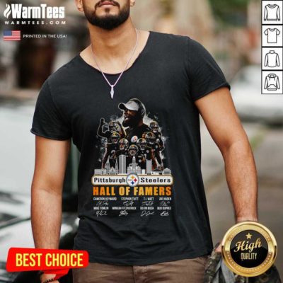 Pittsburgh Steelers Hall Of Famers Signatures V-neck - Design By Warmtees.com
