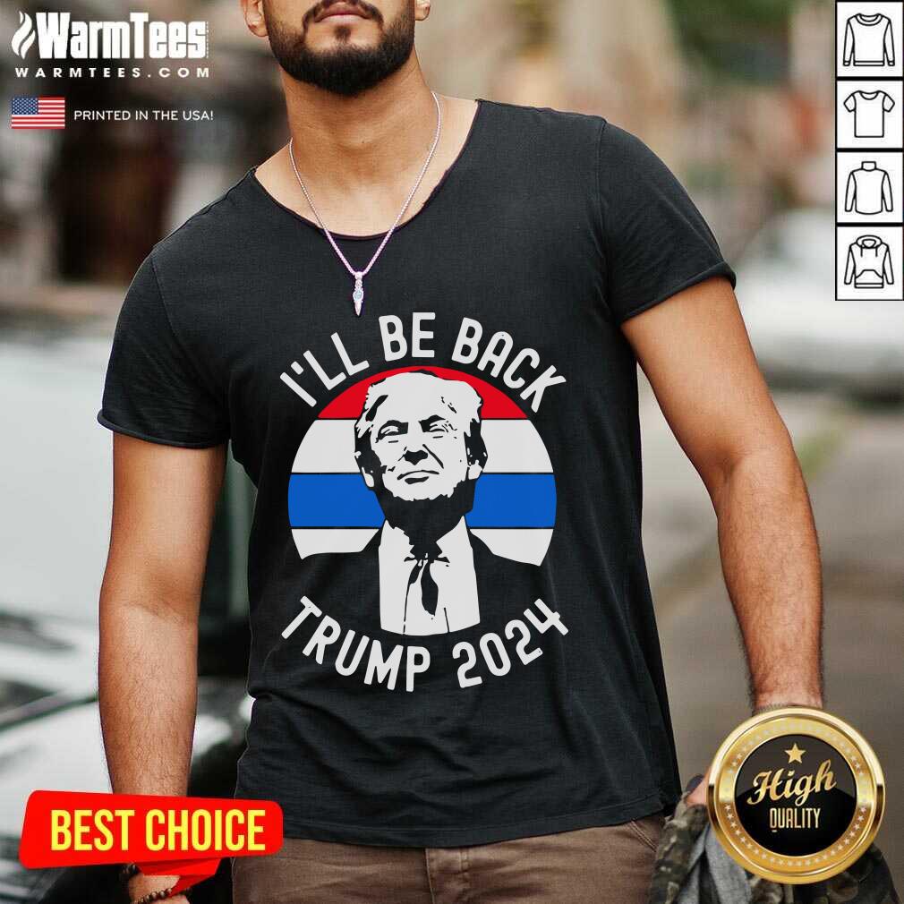 I’ll Be Back Trump 2024 Vintage V-neck - Design By Warmtees.com I’ll Be Back Trump 2024 Vintage V-neck - Design By Warmtees.com