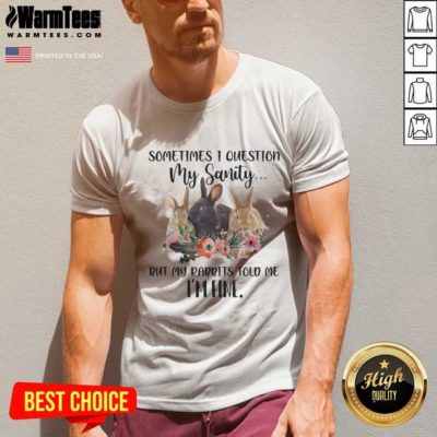 Sometimes I Question My Sanity But My Rabbits Told Me I’m Fine Rabbit Funny V-neck - Design By Warmtees.com