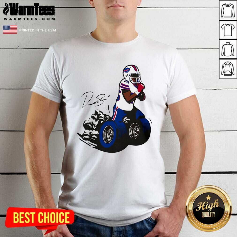 Buffalo Bills Fan Box Devin Singletary Motor Signature Shirt - Design By Warmtees.com