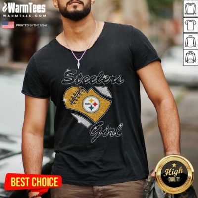 Pittsburgh Steelers Girl Heart Diamond V-neck - Design By Warmtees.com