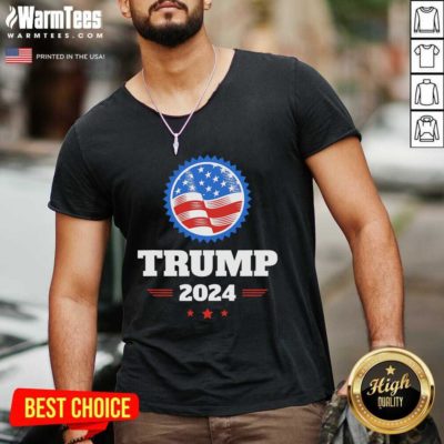 Trump 2024 American Flag V-neck - Design By Warmtees.com