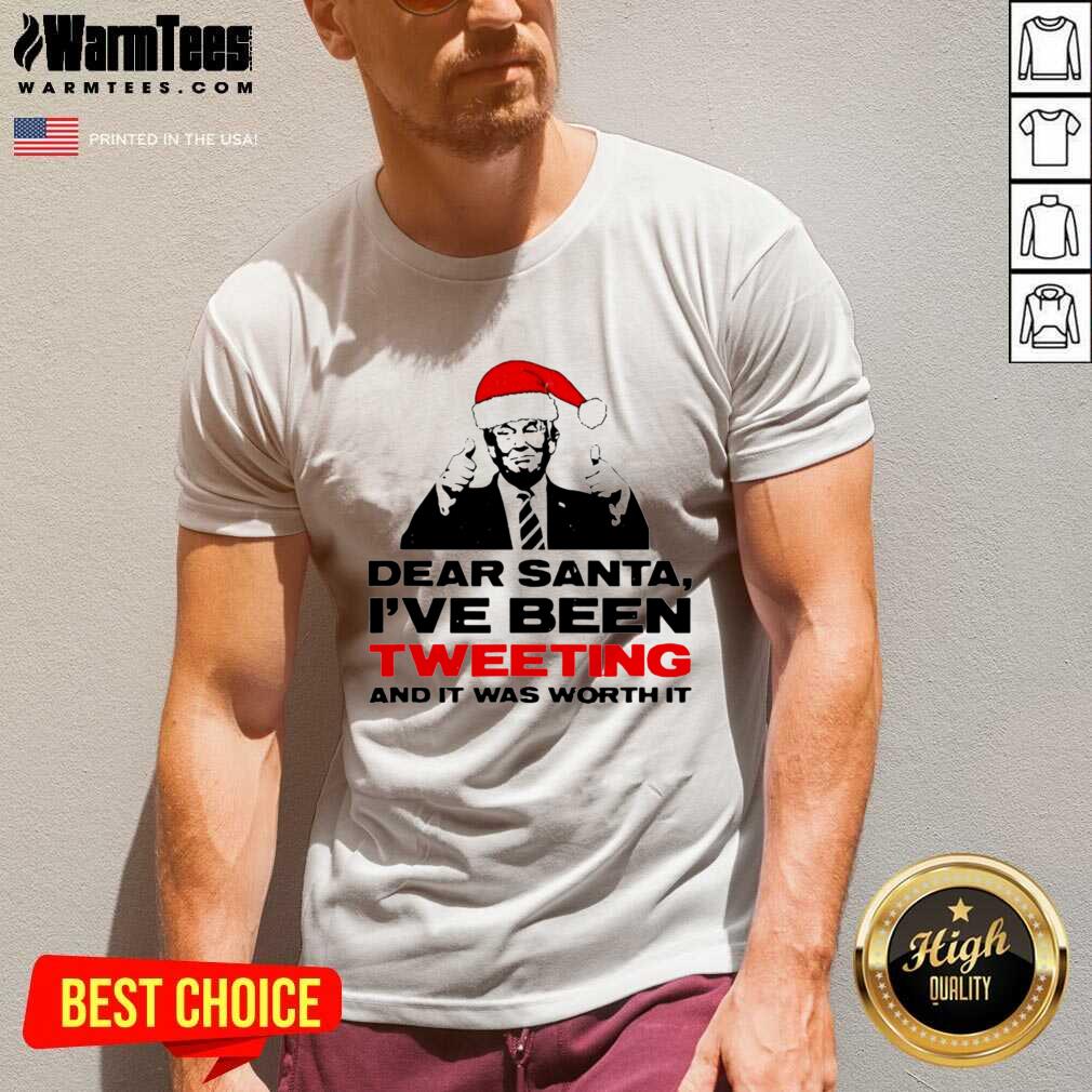 Trump Dear Santa I’ve Been Tweeting And It Was Worth It Ugly Christmas V-neck - Design By Warmtees.com