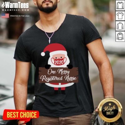 Santa Claus Face Mask 2020 One Merry Rad Tech Christmas V-neck - Design By Warmtees.com