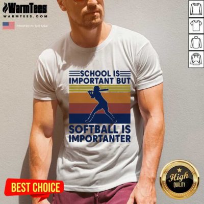 School Is Important But Softball Is Importanter Vintage V-neck - Design By Warmtees.com