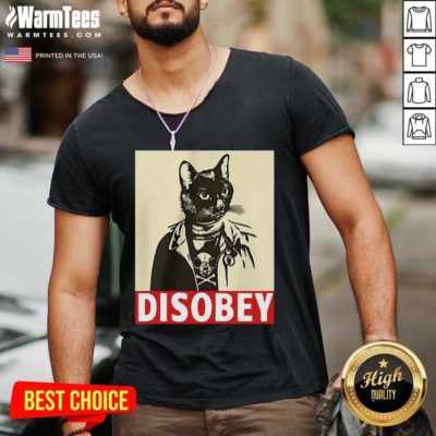 Radical Cat Disobey V-neck - Design By Warmtees.com