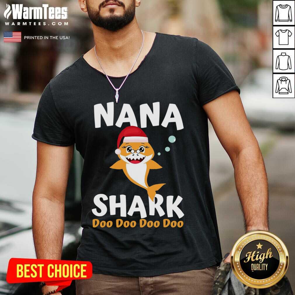 Nana Shark Christmas Mommy Shark Daddy Shark V-neck - Design By Warmtees.com Nana Shark Christmas Mommy Shark Daddy Shark V-neck - Design By Warmtees.com