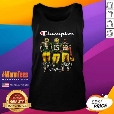 Green Bay Packers Favre Starr Rodgers 2021 Champion Signatures Tank Top - Design By Warmtees.com