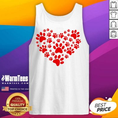 Heart Paw Print Dog Love Valentines Day Gift Tank Top