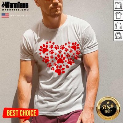 Heart Paw Print Dog Love Valentines Day Gift V-neck