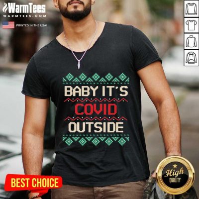 Baby Its Covid Outside Christmas Santa V-neck
