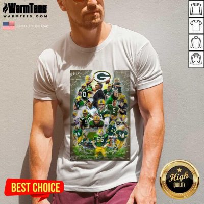 Green Bay Packers Team Football Players 2021 Signatures V-neck