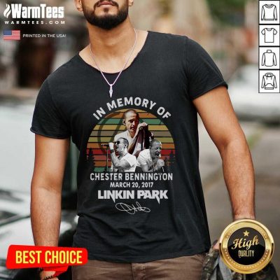 In Memory Of Chester Bennington March 20 2017 Linkin Park Signature Vintage V-neck - Design By Warmtees.com