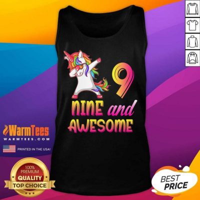 9th Birthday Girl Gift, 9 Year Old Girl Birthday, Nine And Awesome Tank Top