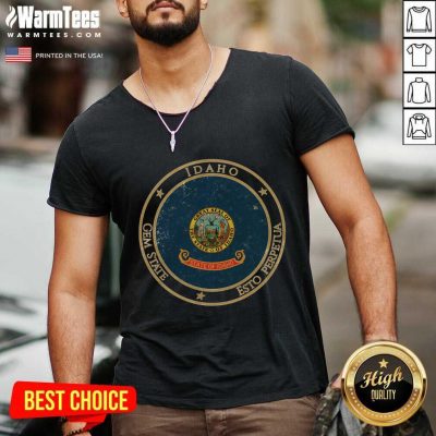 Vintage Idaho State USA United States Of America American Flag V-neck