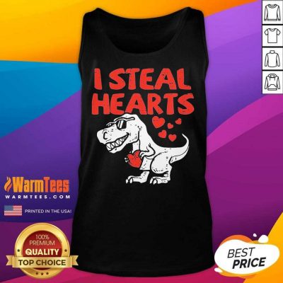 Kids I Steal Hearts T Rex Dino Cute Baby Boy Valentines Day Tank Top