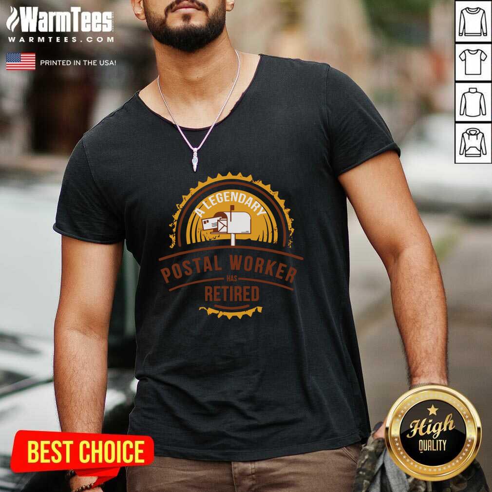A Legendary Postal Worker Has Retirement V-neck - Design By Warmtees.com A Legendary Postal Worker Has Retirement V-neck - Design By Warmtees.com
