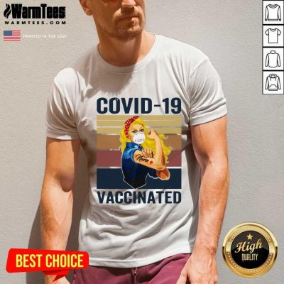 Strong Women Face Mask Tattoo Nurse Covid 19 Vaccinated Vintage Retro V-neck - Design By Warmtees.com