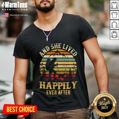 Hiking And She Lived Happily Ever After Vintage V-neck