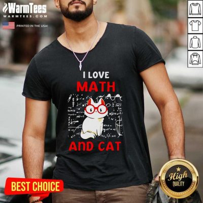 I Love Math And Cat V-neck - Design By Warmtees.com