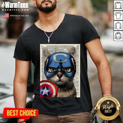Cat Captain America V-neck