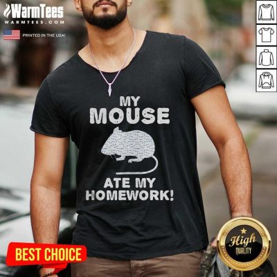 My Mouse Ate My Homework Rodent Rat Back To School V-neck - Design By Warmtees.com