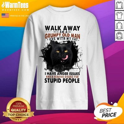 Official Walk Away Black Cat Grumpy Man Sweatshirt