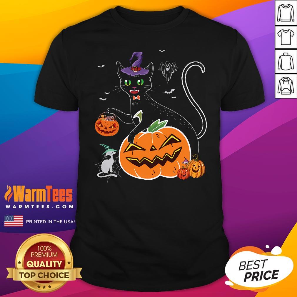 Awesome Womens Cat Pumpkin Halloween T-Shirt