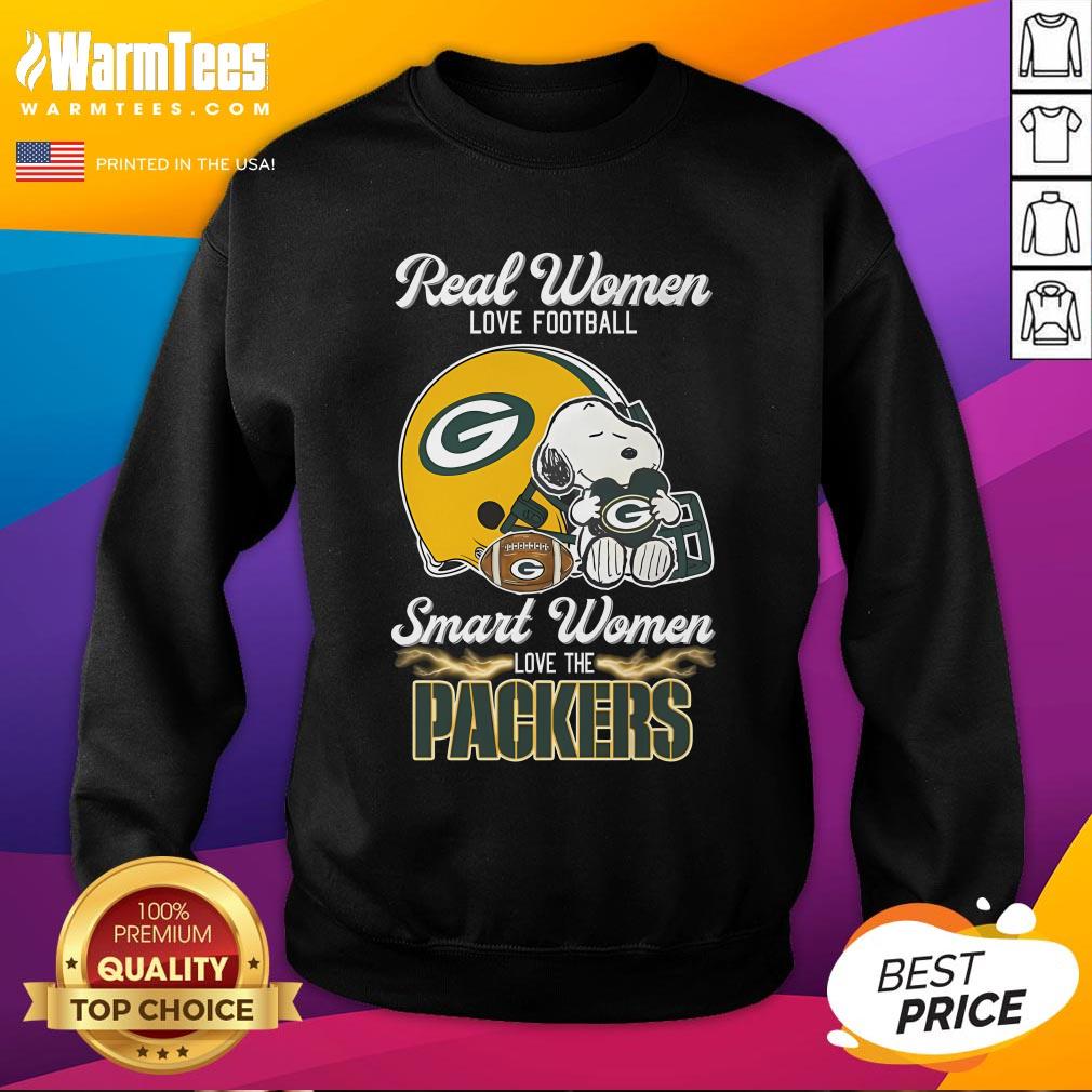 Official Real Women Love Football Smart Women Love The Packers Snoopy Sweatshirt