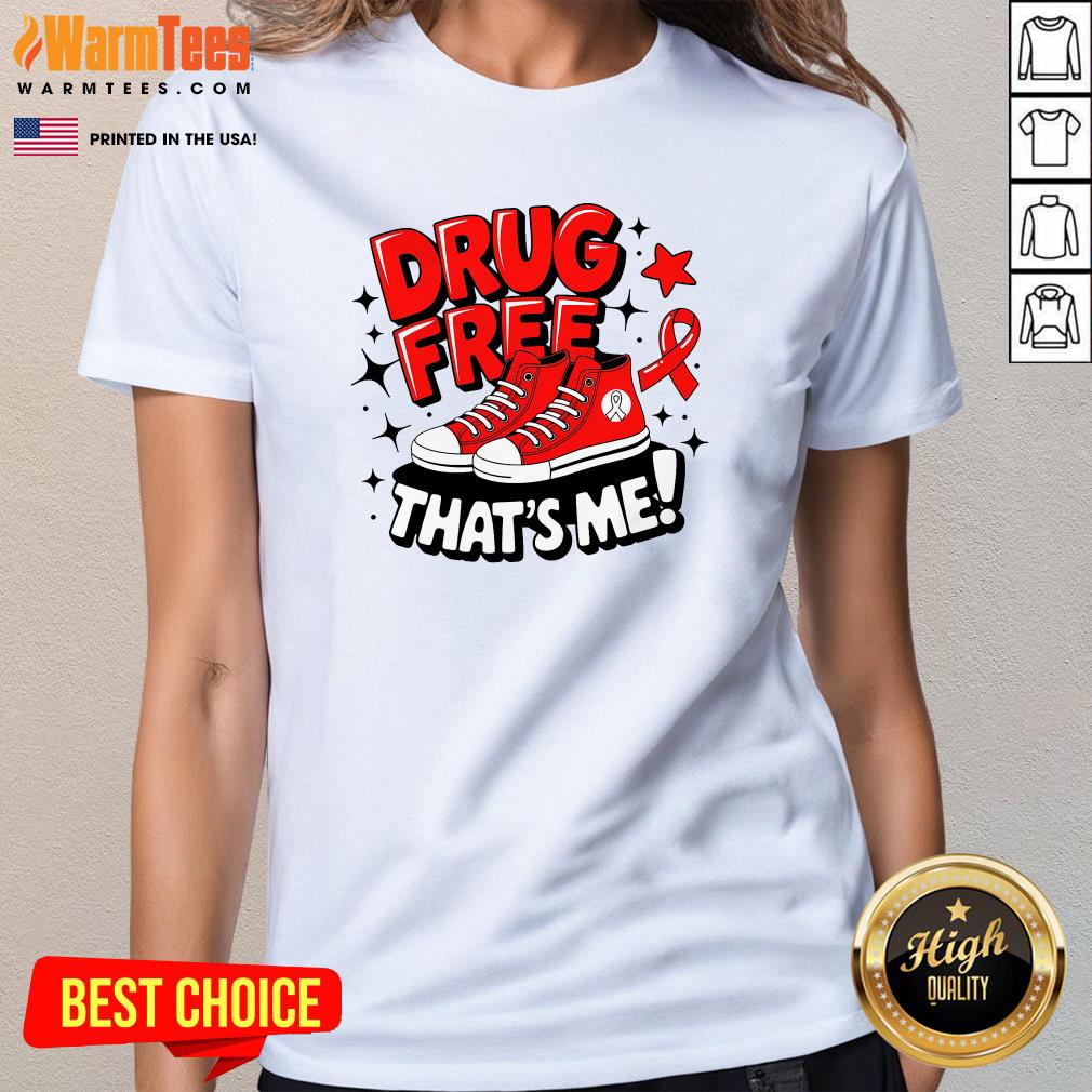 Awesome Groovy Drug Free Red Ribbon Week That's Me Awareness Chucks Ladies-Tee