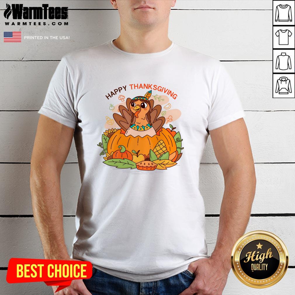 Cute Happy Thanksgiving Turkey Fall T-Shirt