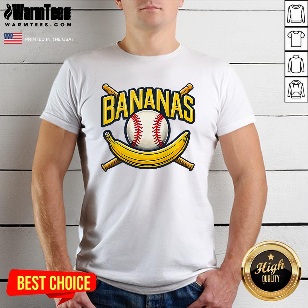 Funny Banana Playing Baseball Fruit Lover Baseball Player Banana T-Shirt