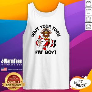 Funny Christmas Wait Your Turn Fat Boy Santa Turkey Tank-Top