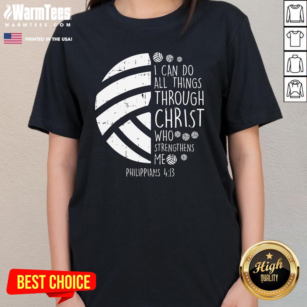 Good Volleyball I Can Do Things Bible Verse God Jesus Ladies-Tee
