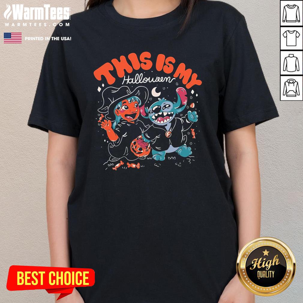 Happy This Is My Halloween Lilo And Stitch Ladies-Tee