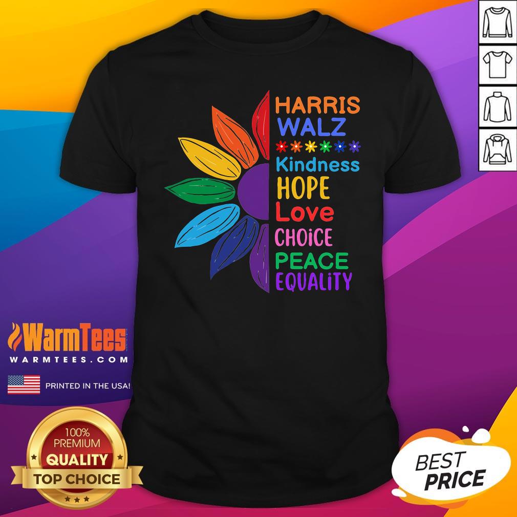 Hot Harris Walz Diversity Rainbow Daisy Sunflower Vote Blue T-Shirt